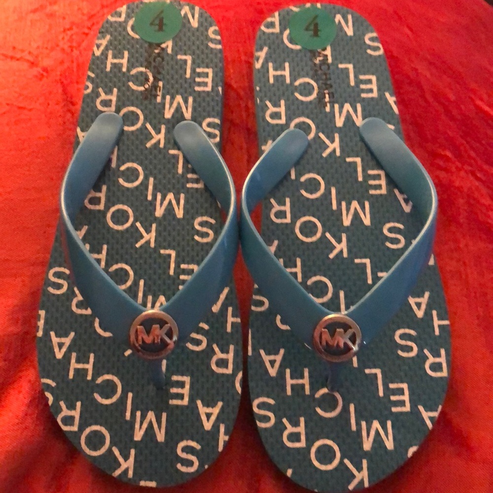 NWOT Michael Kors Turquoise Flip-flops - Picture 1 of 4
